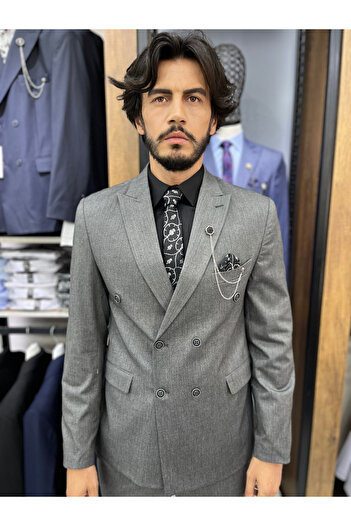 Twenhil Slim Fit Double Breasted Suit