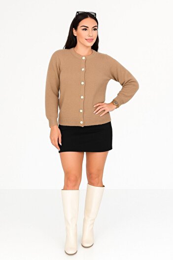 Home 1008 - pearl button premium wool short cardigan