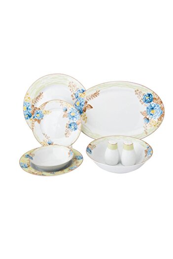 ORIAN 28-piece porcelain dinner set with floral patterns for 6 people