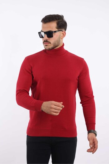 rugatchi Men's Turtleneck Knit Sweater — 100% Cotton, Classic