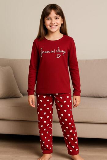 Pemilo Girl's 15296 Milan Long Sleeve Pajama Set Bordo