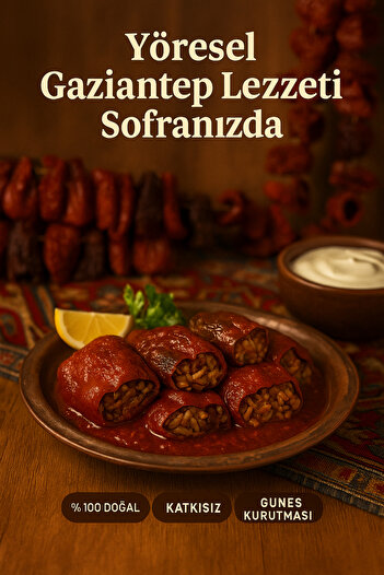 BİZİMHEKİM Gaziantep Hot Dry Stuffed Pepper 50 Pieces |   100% Natural Sun Drying