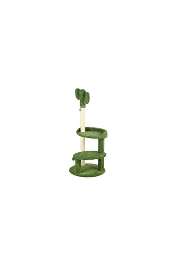 Mercaton Cat Play Tree, Cactus Model with Platforms and Toys, Green and Beige, 39111 cm