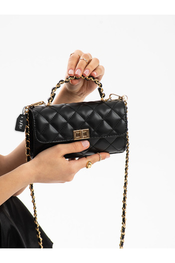 VESSARA Quinn Model Black Leather Women's Hand and Shoulder Bag