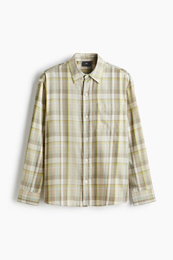 H&M Gömlek ve Altlı Pamuk Karışımlı Pijama Takımı