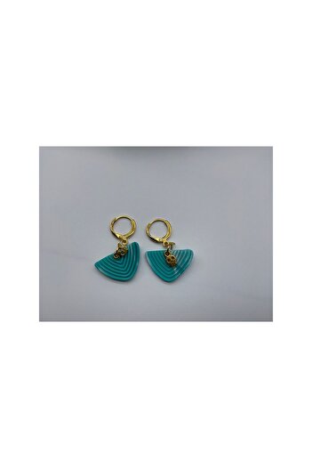 CHIC Gold Skeleton Turquoise Textured Polymer Clay Hoop Earrings