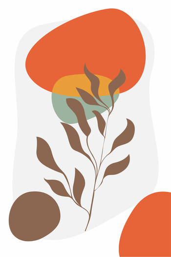 Harikabirev Hari̇kabi̇rev | Orange-Green Flower Patterned Bohemian Combination | Framed Glass Table 3-Piece Vertical