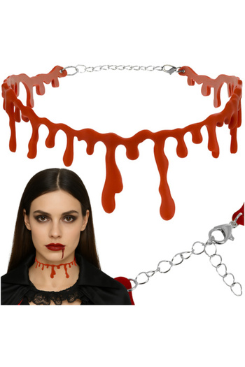 zola Choker necklace with blood drops, adjustable size, 30-35 x 4 cm, red