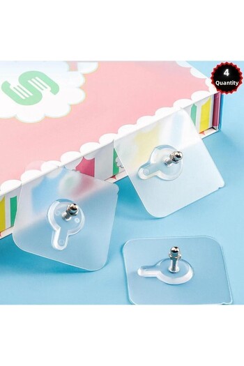 Mena Rise Behind-The-Door Clothes Hanger, Self-Adhesive, Transparent, Screw-Type Towel Rack, 4 Pieces, 1027645