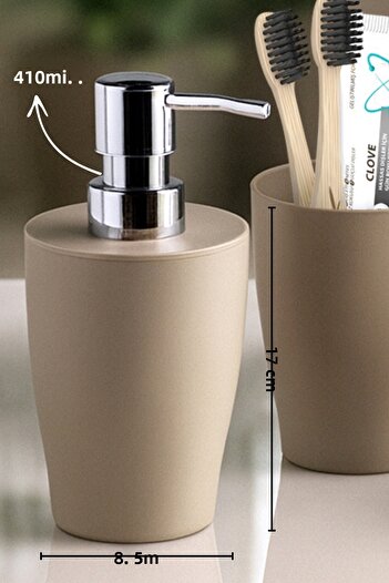 Nandy Home Σετ μπάνιου Pure 5 τεμαχίων - Κάδος απορριμμάτων, βούρτσα τουαλέτας, δοχείο υγρού σαπουνιού, θήκη οδοντόβουρτσας, σαπουνάδα