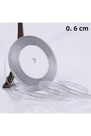 Deniz Party Store Panglică cu sclipici argintie de 6 mm 23 metri (25 yarzi)