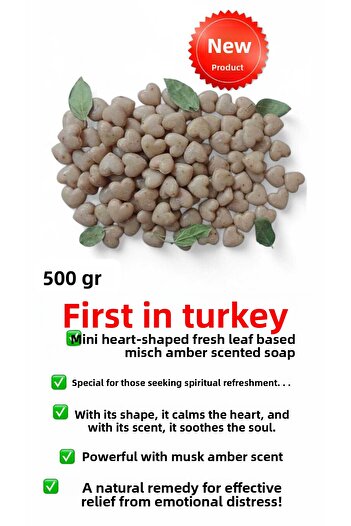 Sabuncu Hacı Mini Heart-Shaped. Decorative Es-Sidre Original Sidr Sidir Soap Spiritual Therapy Extra Musk Amber 500 Gr
