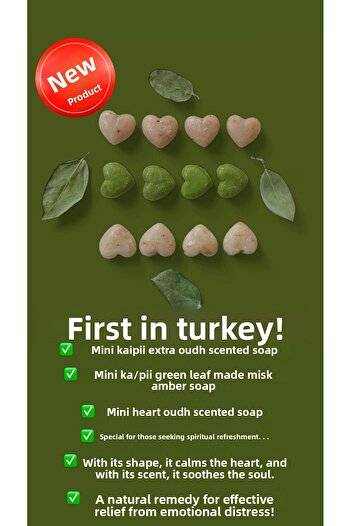 Sabuncu Hacı Mini Heart-Shaped. Decorative Ice-Sidre Original Sidr Sidir Soap Spiritual Therapy 3 Types 3X4=12 Pieces