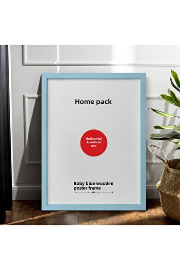 HOMEPACK 30X45 cm Light Blue Wooden Framed Poster Frame, Blank Frame, Light-Blue-Frame-30X45