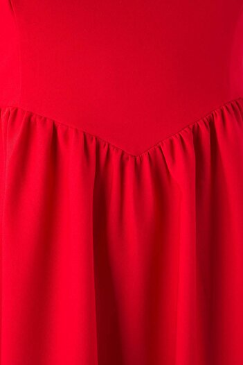 Trendyol Curve Red Square Collar Skater Midi Finike Woven Plus Size Dress Tbbss25Ah00255