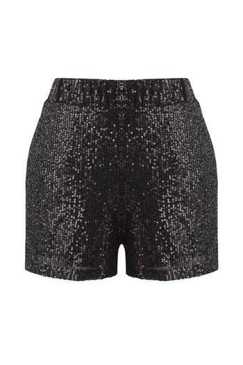Trendyol Collection Black Flowy Elastic Waist Sequin Shorts Tpraw26Sr00003