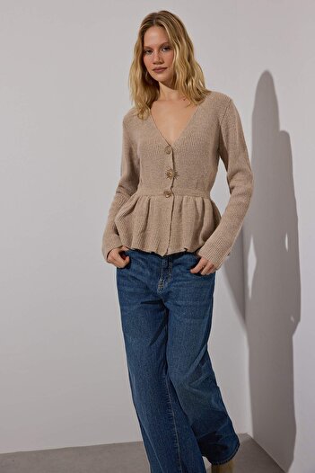 Trendyol Collection Limited Edition Mink Soft Textured Button Detailed Knitwear Cardigan Twoaw26Hi00221