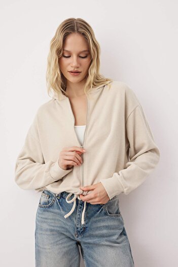 Trendyol Collection Stone Thessaloniki/Triko Look Oversize/Wide Fit Knitted Sweatshirt Twoaw26Sw00069