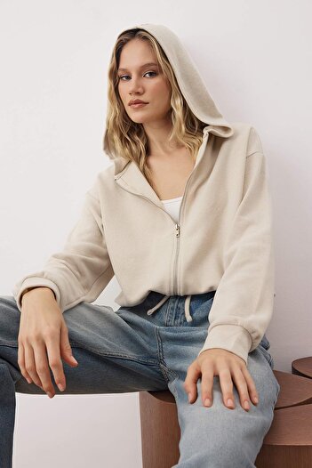 Trendyol Collection Stone Thessaloniki/Triko Look Oversize/Wide Fit Knitted Sweatshirt Twoaw26Sw00069