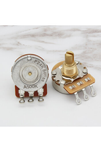Choice Short Shaft A500K FLEOR 2PCS Guitar Potentiometers Fine 24-spline Brass Shaft Pots 500K/250K Long /