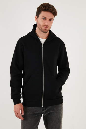 Buratti Pánská zimní mikina Slim Fit s kapucí a zipem s měkkou podšívkou 5905340
