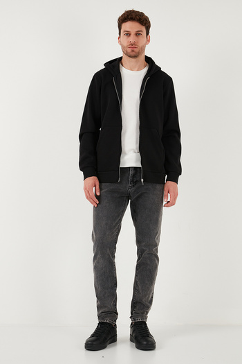 Buratti Pánská zimní mikina Slim Fit s kapucí a zipem s měkkou podšívkou 5905340