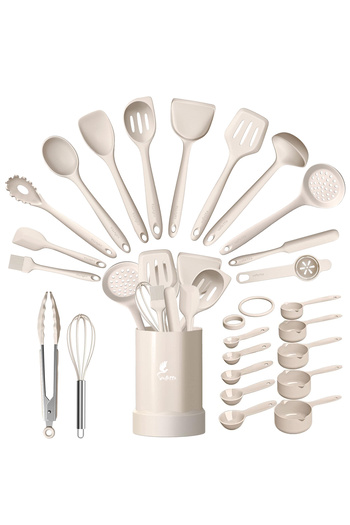 valletta Maracas Heat Resistant Fireproof Non-Stick Silicone Spatula Set 25 Pieces Vanilla