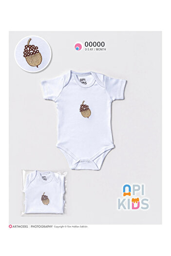 OPI KIDS Pinecone Embroidered Snap Fastener Short Sleeve Bodysuit
