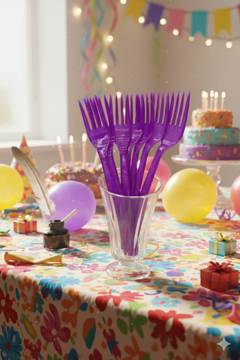 Deniz Party Store Purple Plastic Disposable Forks 25 Pieces