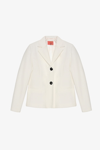 Quzu Double Button Blazer Jacket Ecru