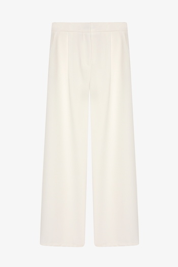 Quzu Wide Leg Fabric Trousers Ecru