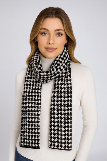 Sebir Moda Houndstooth Patterned Knitwear Scarf