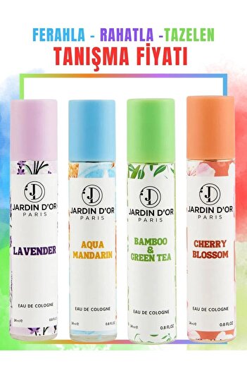 JARDIN D'OR 4'lü Kolonya Tanışma Seti - Çanta Boy- 24 ml X 4 Adet - Eau De Cologne