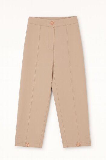 Mixray 4403 women's button-fit wide leg palazzo pants in beige