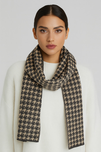 Sebir Moda Houndstooth Patterned Knitwear Scarf