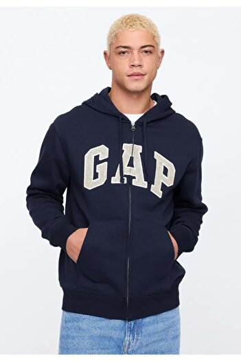 GAP V-Heritage Logo Fz 851516 Чоловічий худі з капюшоном і блискавкою СИНІЙ