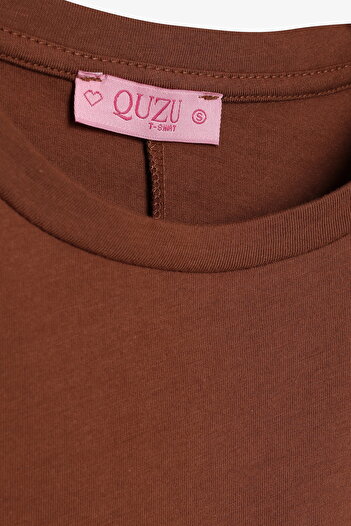 Quzu Μανίκι Basic T-Shirt Καφέ