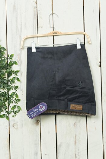 wontilotte Anthracite Color Men's Velvet Trousers - Classic Cut