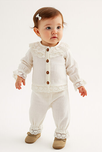 Nimini Kids Vintage Lace Detailed New Season Baby Mevlüt Set