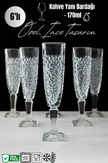 Maloria Crackle Footed Coffee Side Water Glass - 6 Pieces 155ml