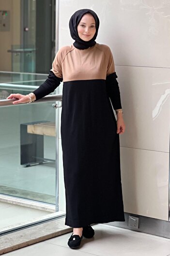 Nuss Raglan Sleeve Two Color Mercerized Dress
