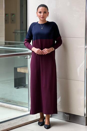 Nuss Raglan Sleeve Two Color Mercerized Dress