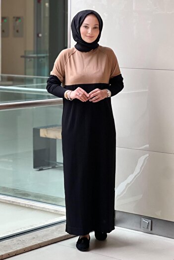 Nuss Raglan Sleeve Two Color Mercerized Dress