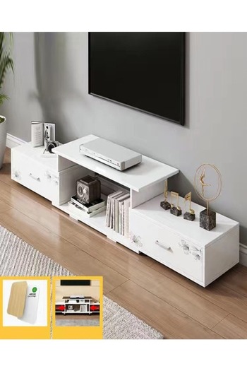 Raffine Multipurpose Modern Upgraded Design TV Table Retractable Length Television Cabinet Combination Set
