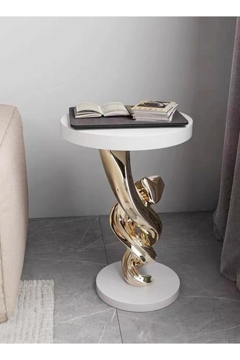 Raffine Multipurpose Modern Abstract Sculpture Design Side Table Luxury Style Decorative Corner Table Strong