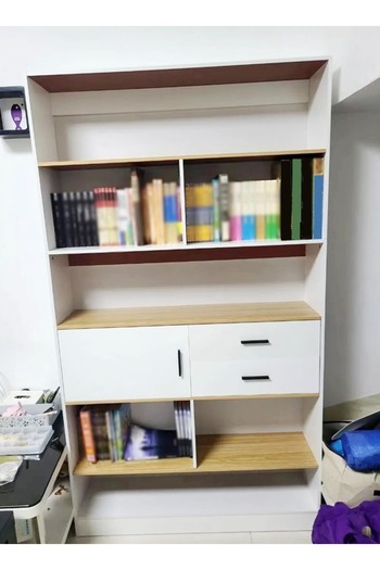 Raffine Multipurpose Multi-Tier Wooden Bookshelf Large Storage Display Rack with Drawers
