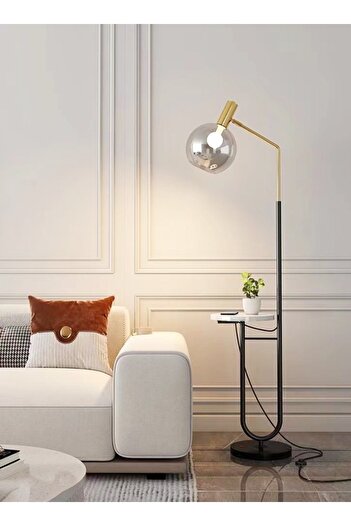 Raffine 1-Piece Scandinavian Style Standing Floor Lamp Industrial Design Lamp with Marble Plate Table Bright