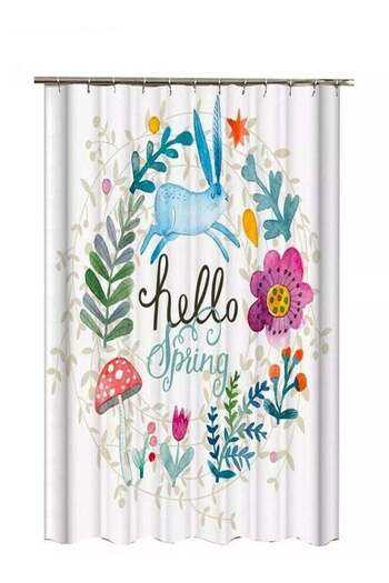 Raffine Multipurpose Household Curtain Waterproof Beautiful Flowers and Plants Printed Shower Curtain 100x18