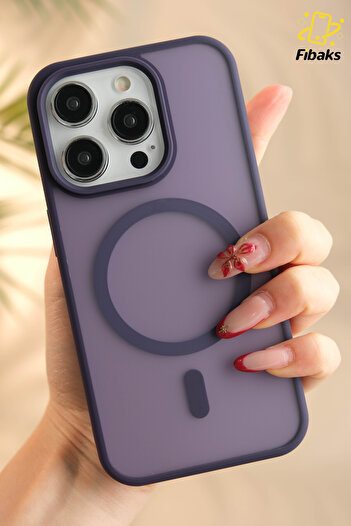 Fibaks İphone 14 Pro Uyumlu Kılıf Kamera Çıkıntılı Magsafe Şarj Destekli Yumuşak Kenarlı Mat Kapak