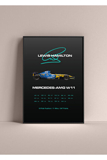 Wooden Factory Lewis Hamilton Mercedes F1 Black Framed Poster Painting - Digital Design Wall Decor